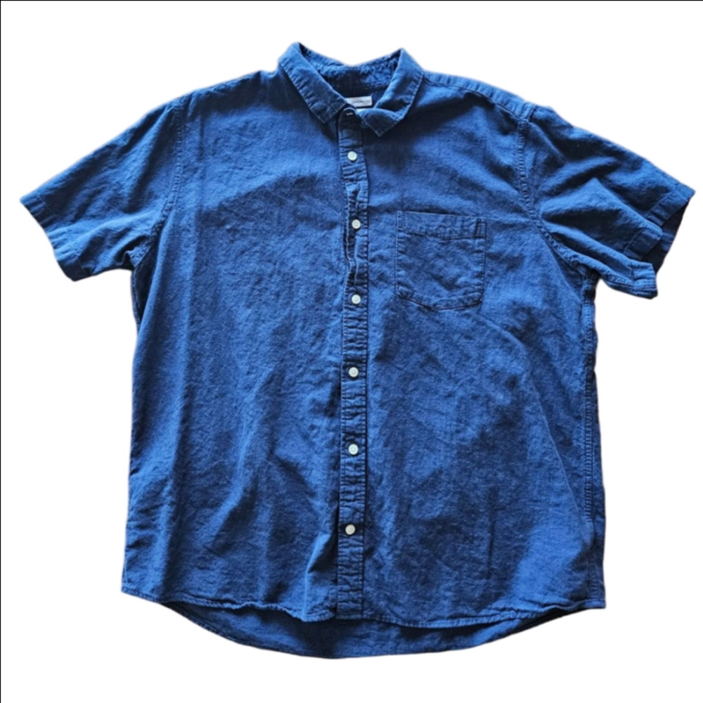 Men's GAP Blue XL Short Sleeve Casual Button Down Shirt